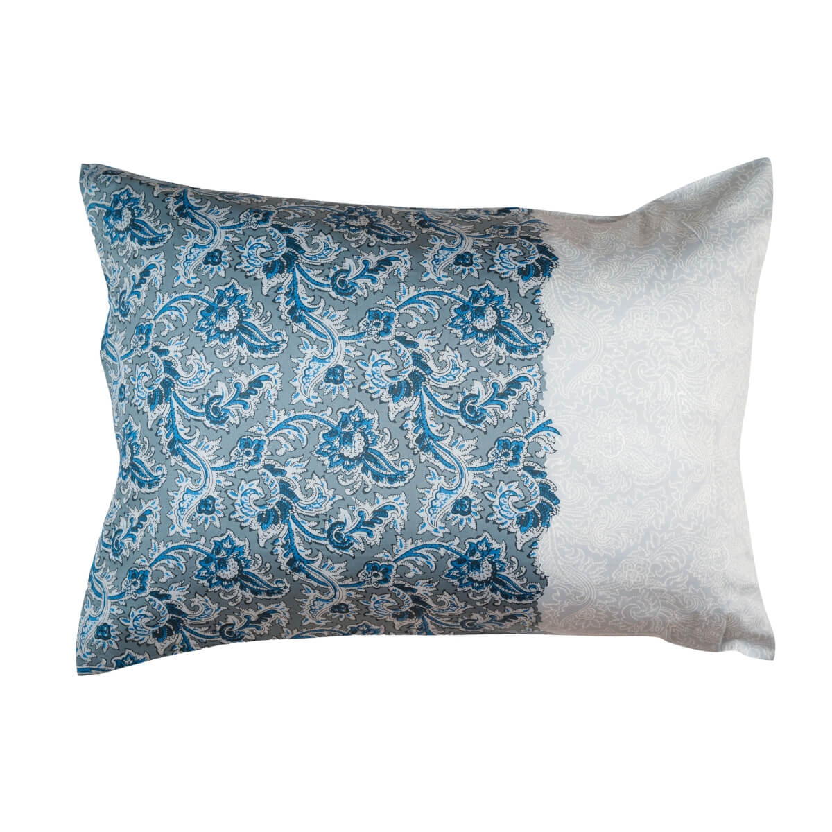 SD-FD-5070-982 Set 2 buc fata de perna, gri cu model floral albastru, 50x70 cm - imagine 1