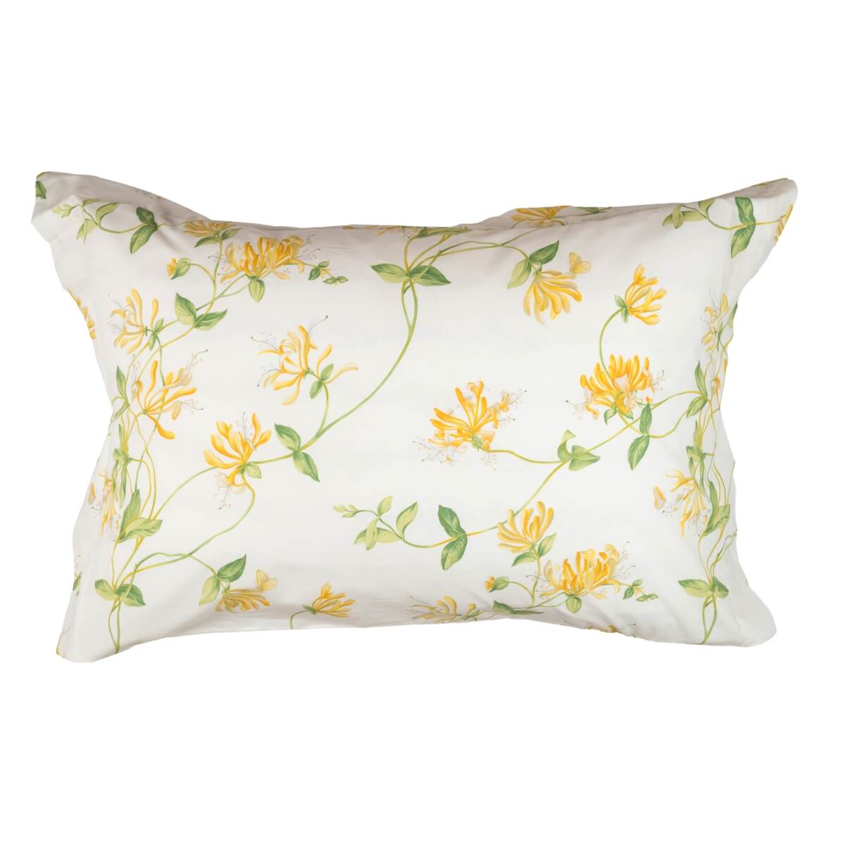 SD-FD-5070-987 Set fata de perna, alb cu flori de caprifoi galbene, 50x70 cm - imagine 1